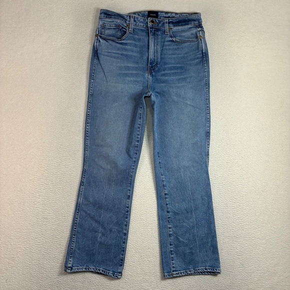 KHAITE Denim - Khaite Benny Crop Flare Jeans Women 30x26 Blue High Rise Stretch Denim Designer